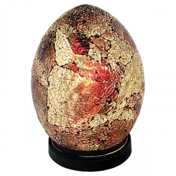 Febland GLASS MOSAIC 20CM Medium Brown and Orange/Maroom Egg Lamp
