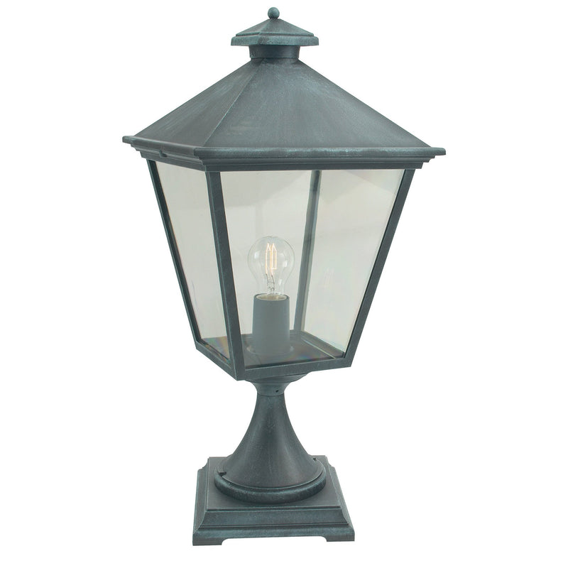 Turin 1 Light Pedestal - Verdigris
